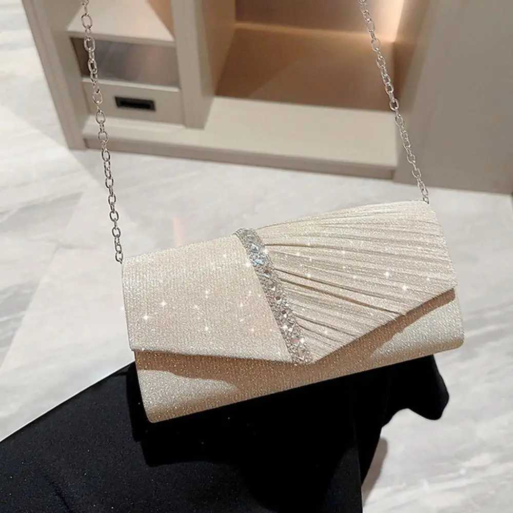 Fashionable womens luxury sequin clutch evening bag flash banquet handbag womens chain shoulder bag dinner bag wedding party Y241019