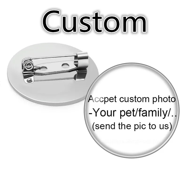 100 pieces of wholesale personalized customized brooch pos customized design po gifts for family anniversary collars with 25mm/30mm pins 241018