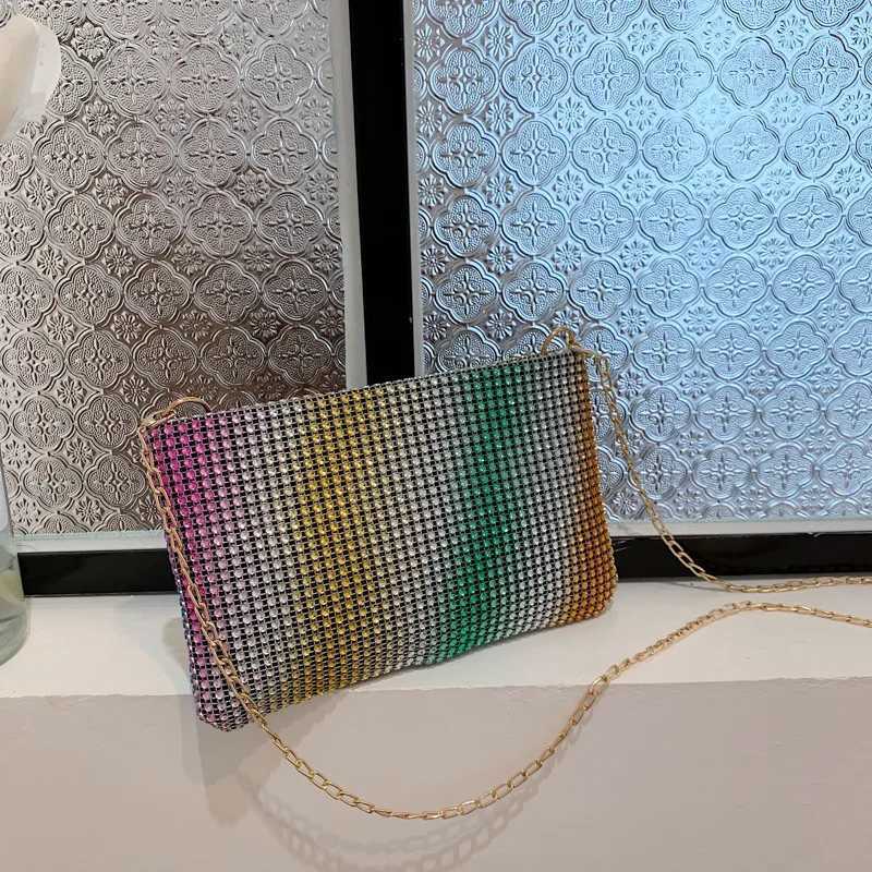 Yogodlns Trend Small Rhinestone Square Bag Metal Chain Shoulder Bag Luxury Design Shoulder Bag Cross Body Bag Diamond Coin Wallet Y241019