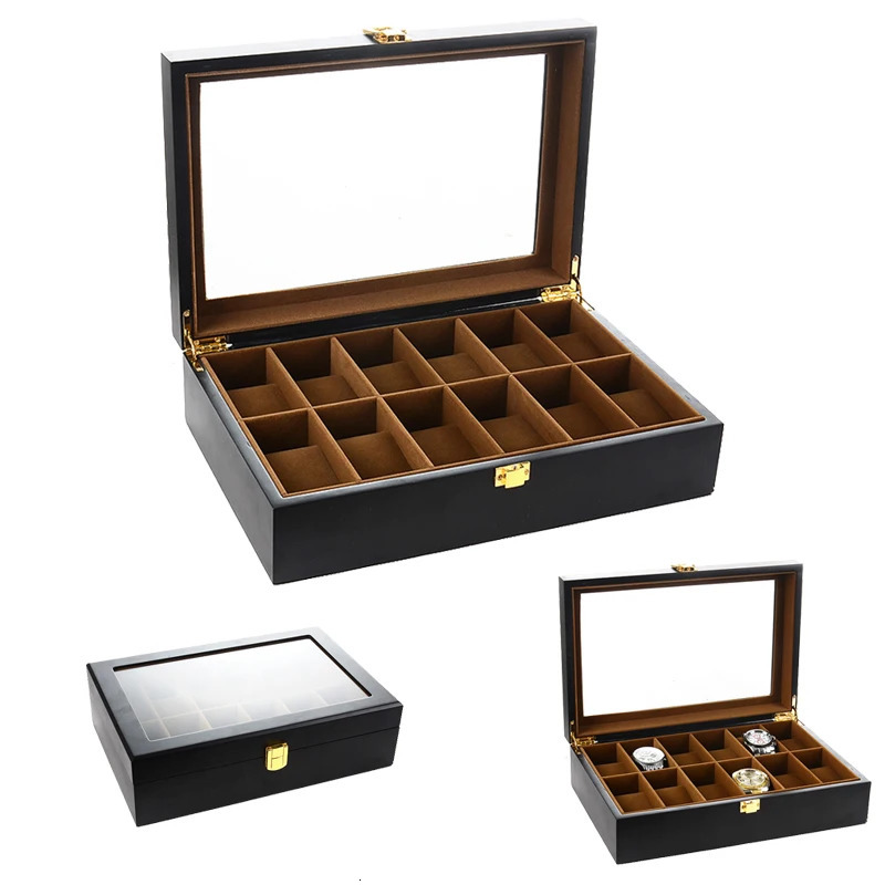 6/10/12 Grid handmade wooden watch box watch display box jewelry rack storage organizer 241018