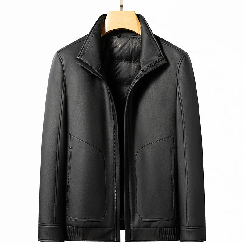 YN-2392 genuine leather down jacket mens winter ferret fur collar filled with 90% white duck down for warmth and high-end fashion 241018