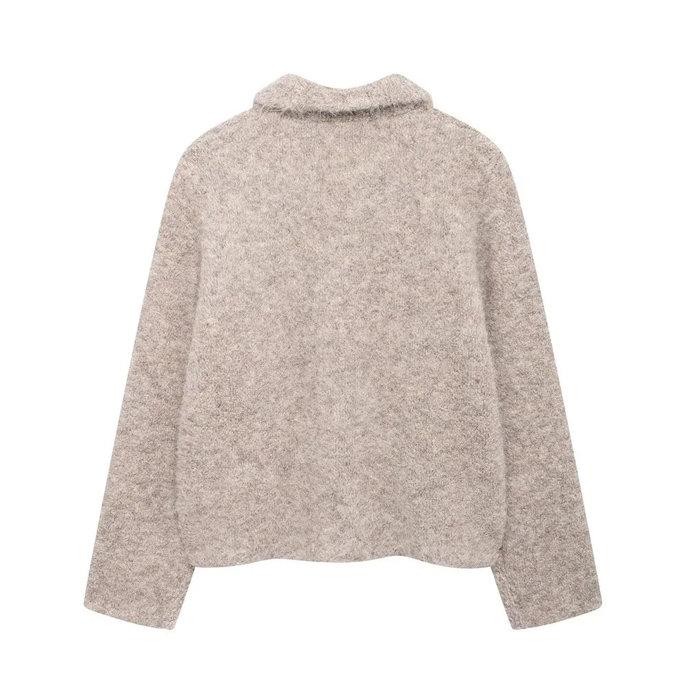 Aoaiys faux fur jacket womens winter coat fashionable and chic button lapel jacket thick warm long sleeved elegant jacket 241018