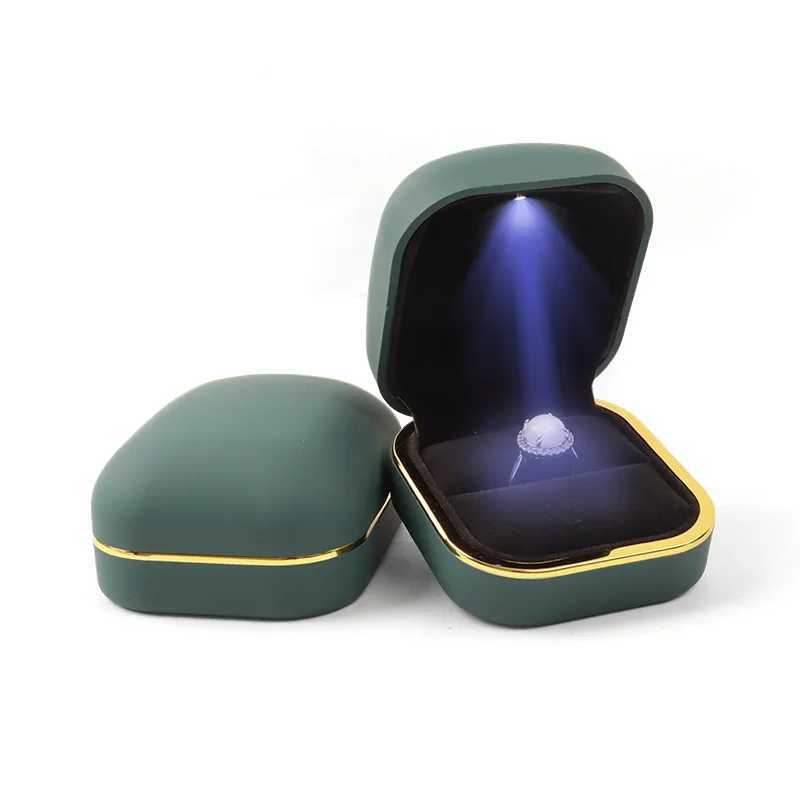 Matte jewelry box pendant with LED light ring necklace jewelry box high-end creative jewelry packaging box W241019