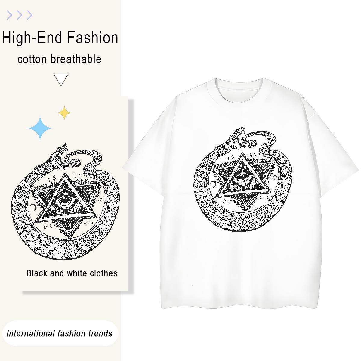 Stylist Women T Shirts 230g 100% Cotton Round Neck Short Sleeve Hip Hop Street eye of the devil Unisex Tshirts Free Shipping Custom Print Oversized Po