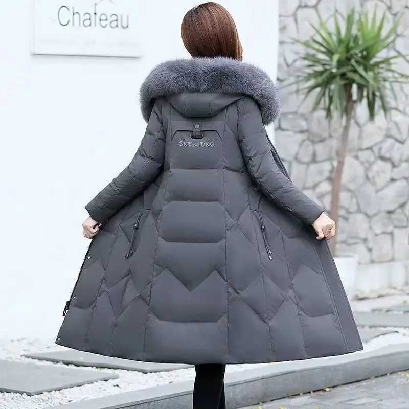 2024 New Korean Down Cotton CoatWomen Long Winter Puffer Parkas Thicken Warm Hooded Cotton-Padded Jacket Coat Zipper OvercoatX241019