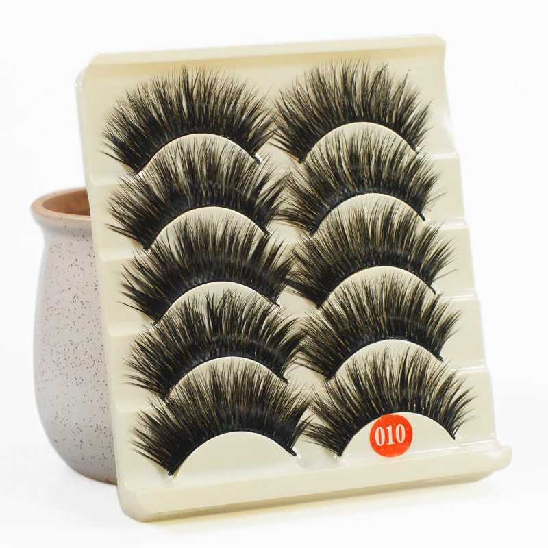 False EyeLashes 1 Box 5 Pairs Thick Black False Eyelashes Makeup Tips Natural Smoky Makeup Long Fake Eye Lashes 10XJ241019
