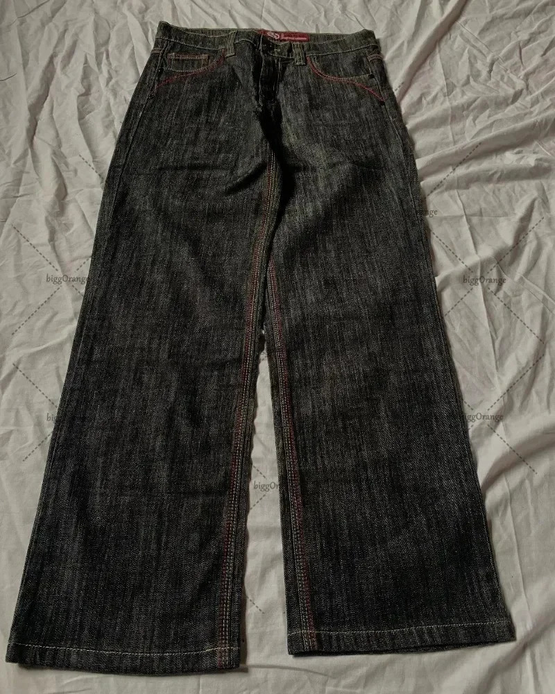 Y2K fully inspiring Patchwork fashion heavy industrial jeans high street American hip-hop fashion retro straight pole 241019