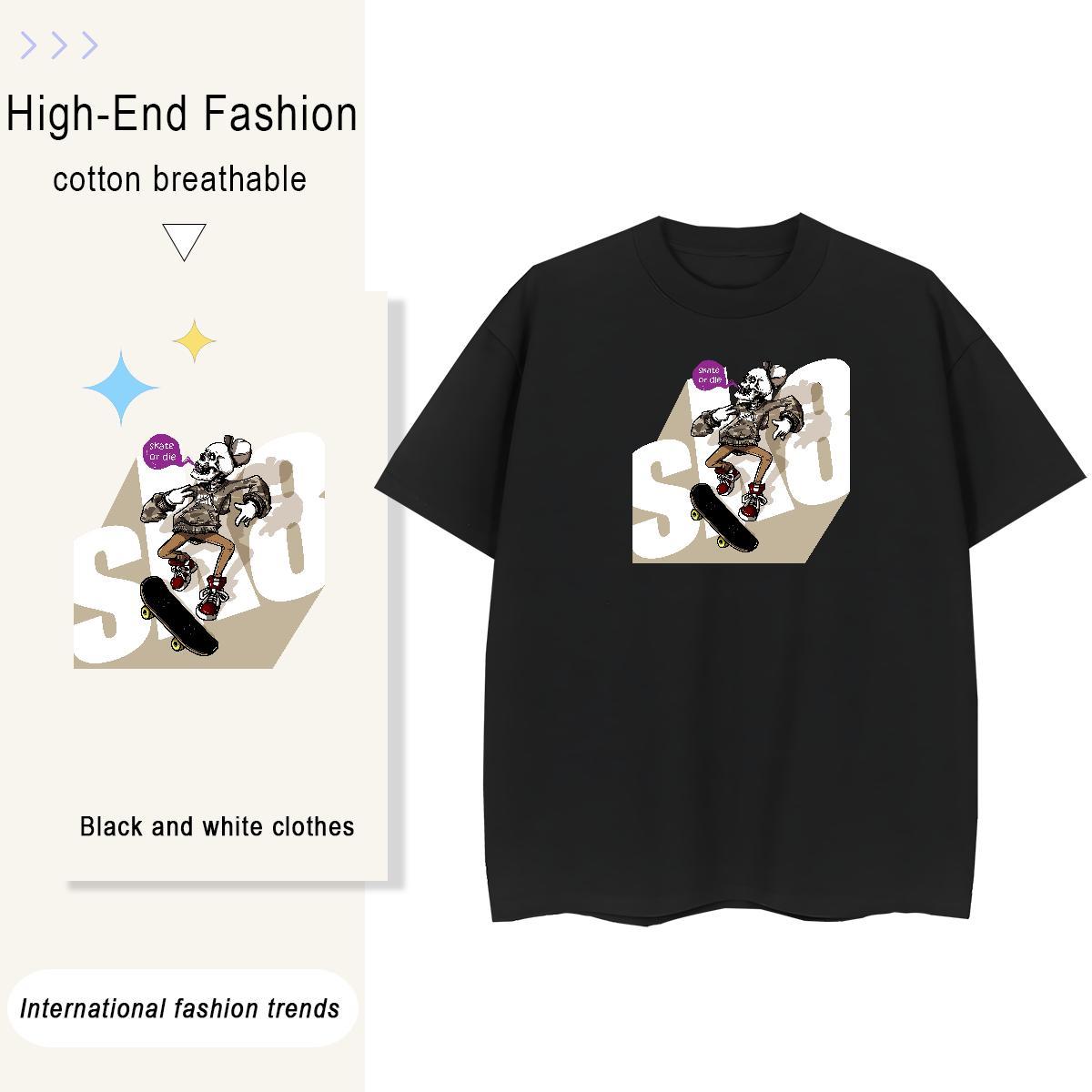 Custom Woman T Shirts 230g Pure Cotton Short sleeve Soft Beach skull Women Tees Free Shipping Custom Printed Tops Shirt