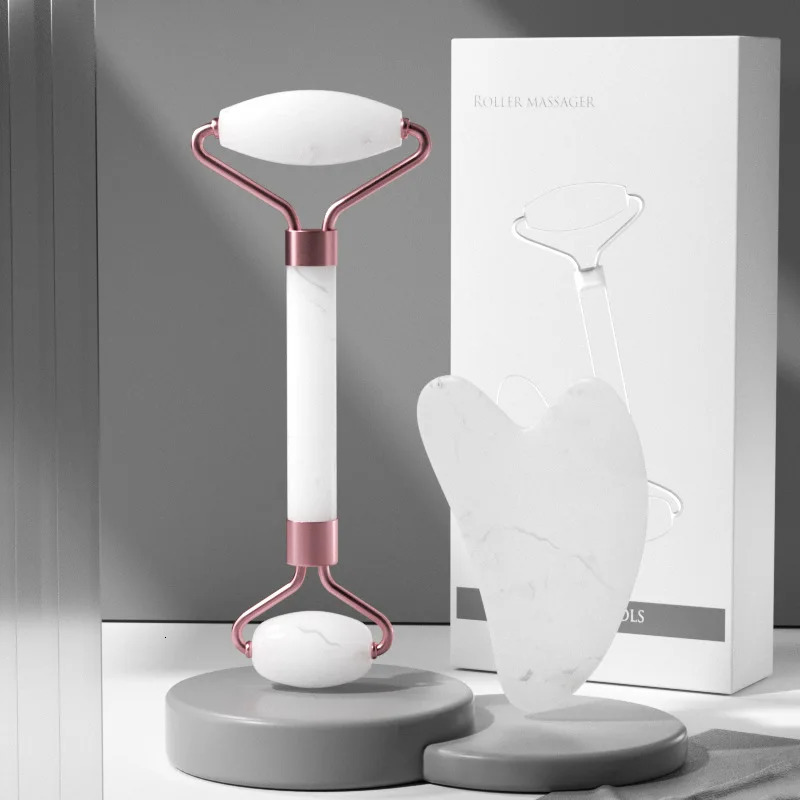 2pcsset Face Spa Neck Massager For Roller Gua Sha Scraper Board Lift Up Wrinkle Remover Eye Care Resin Guasha Set 241008
