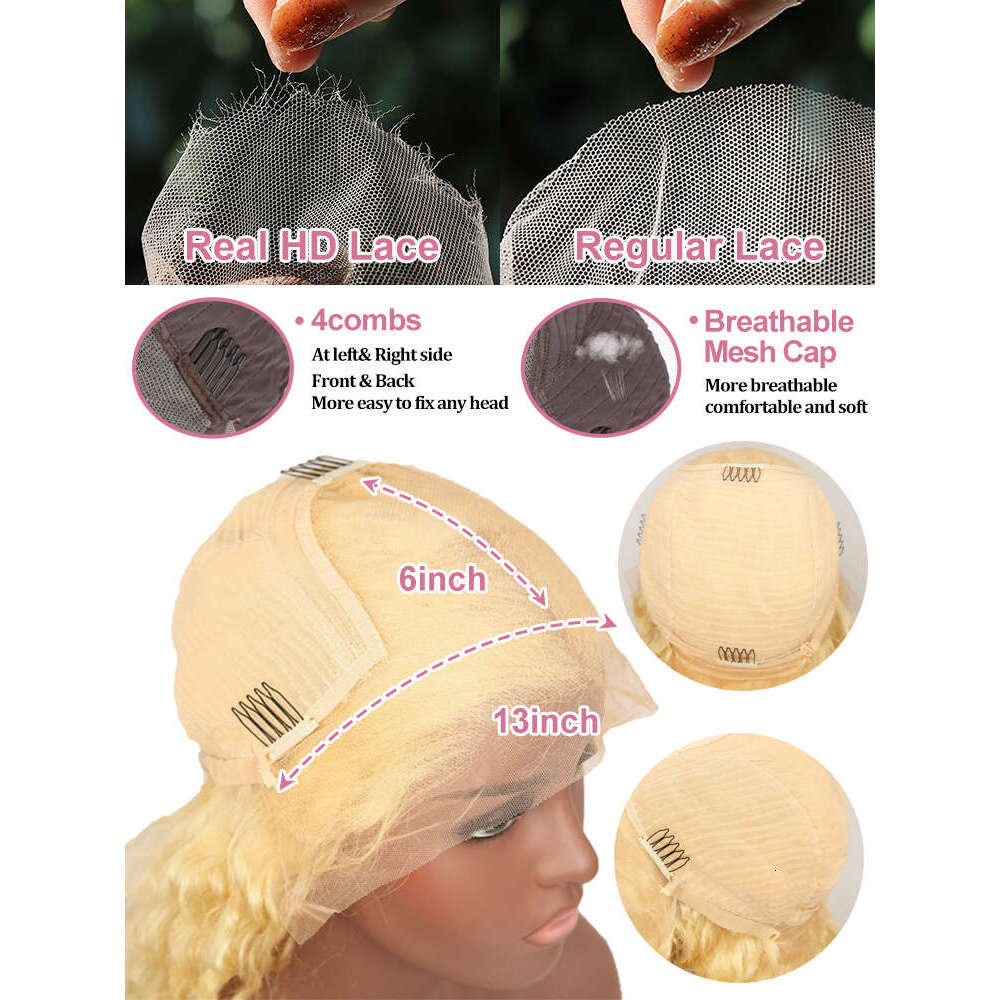 250 Density 613 Colored Body Wave 13x6 HD Frontal Human Hair Wigs Brazilian Honey Blond 13x4 Lace Front Wig Preplucked 40In