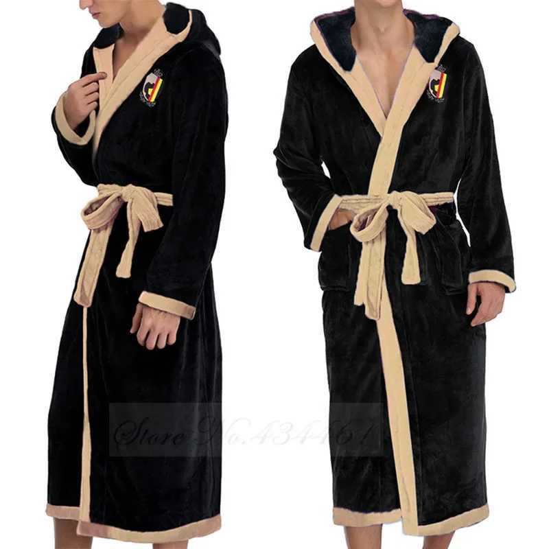 Mens Flannel Home Clothes Kimono Bathrobe Gown Winter Long Coral Fleece Hooded Robe Thicken Loose Casual Sleepwear Lounge WearXJ241018