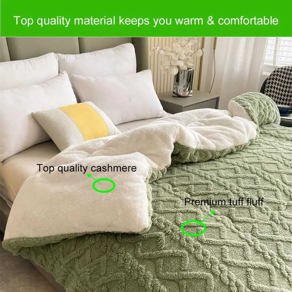 New Super Thick Winter Warm Blanket for Bed Artificial Lamb Cashmere Weighted Blankets Soft Comfortable Warmth Quilt ComforterC241019