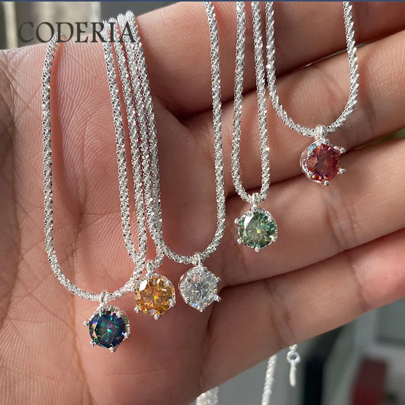 GRA Certified Colored Necklace with Diamond Test 1 CT Pendant 925 Pure Silver Necklace Womens Wedding Jewelry 241018