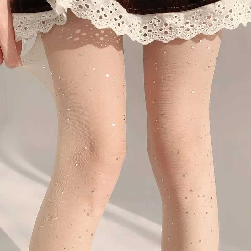 Socks Hosiery NEW FishnetSequin Stockings Women Sexy Fashion Shiny Net Tights Female Slim Rhinestone Mesh Nylon Hot Tights Y24083307WUZ