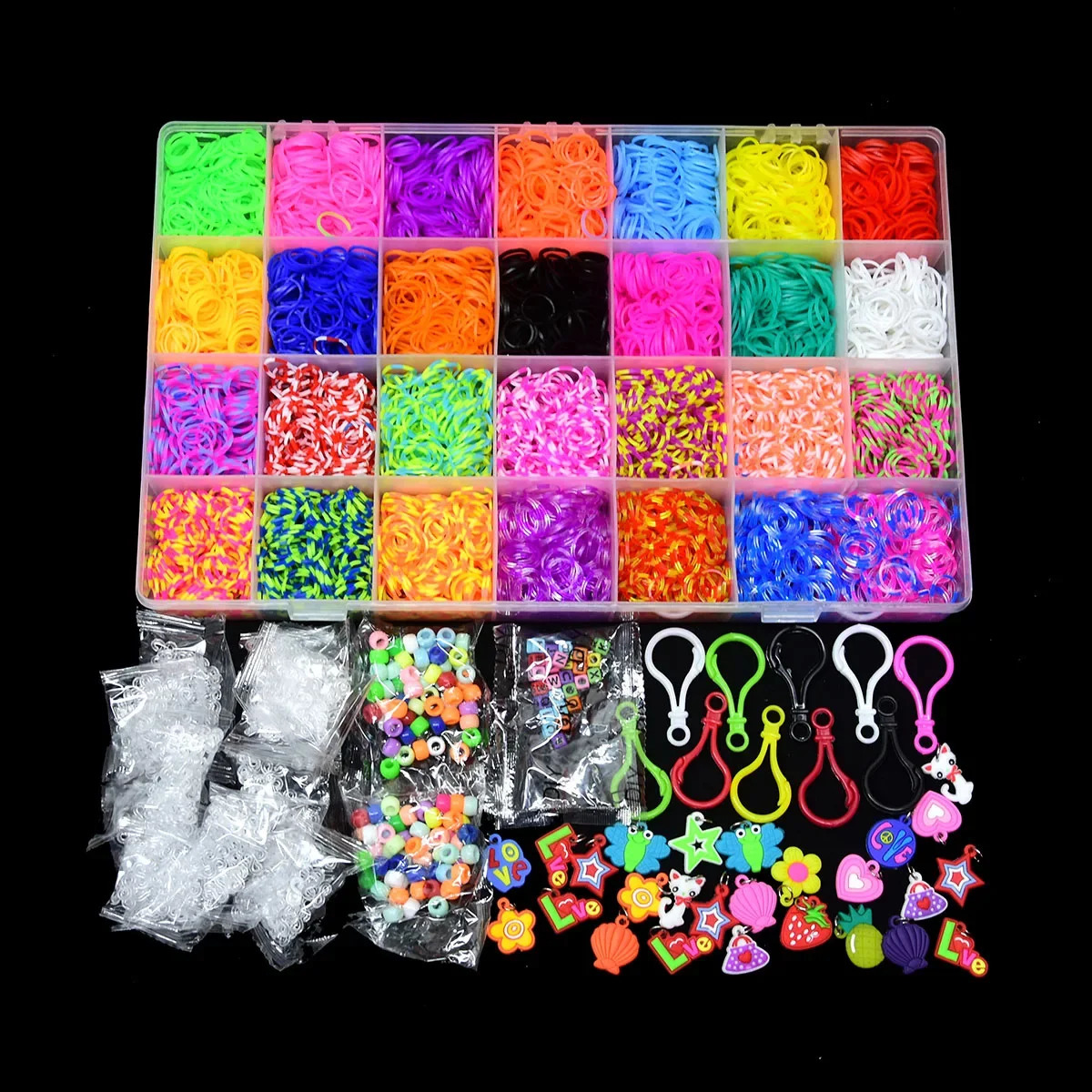 10000pcs rubber weaving machine with bracelet set and bead set used for DIY elastic bracelet craftsmanship jewelry making creative knitting accessorie