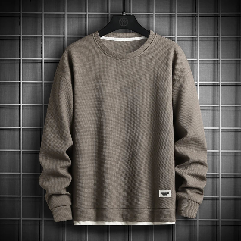 2023 Solid Color Sweatshirt Men Hip Hop Streetwear Long Sleeve O Neck Pullovers Mens Sportswear Fashion Causal Tops 241010