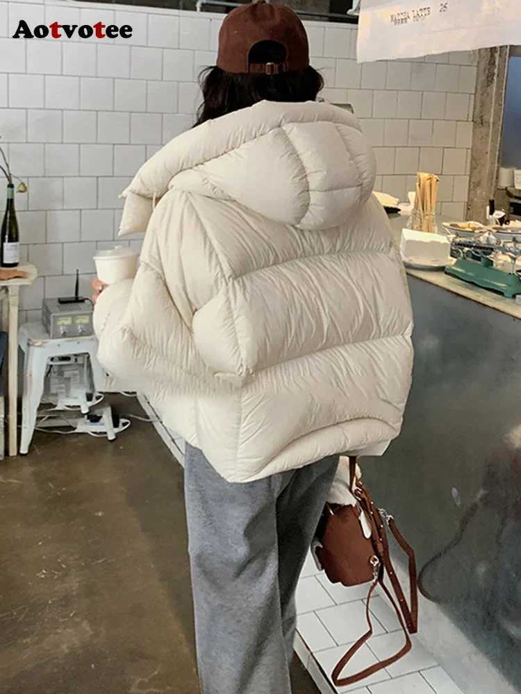 Women's Down Parkas Aotvot Winter Coat Womens Parkas Hoodie Thick Cut Warm Casual Loose Jacket Korean Autumn/Winter Fashion Cotton Parkas Y241019
