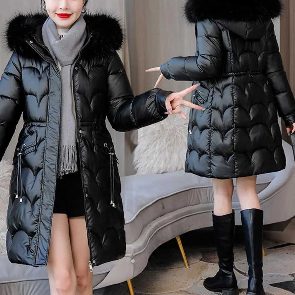 New Winter Jacket Parkas Women Glossy Down Cotton Jacket Hooded Parka Warm Female Cotton Padded Jacket Casual OutwearX241019