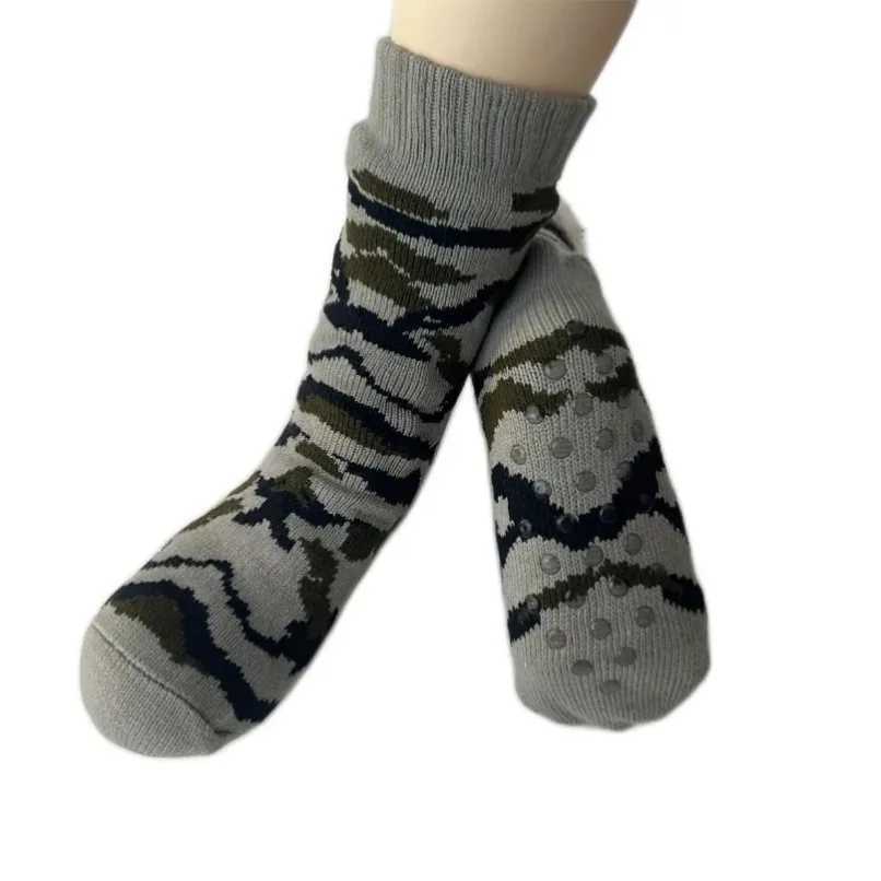 Mens Fuzzy Sock Thermal Winter Warm Soft Non Slip camouflage Fleece Plush Grip Fluffy Sleeping Slipper Sock Male Christmas GiftXJ241019
