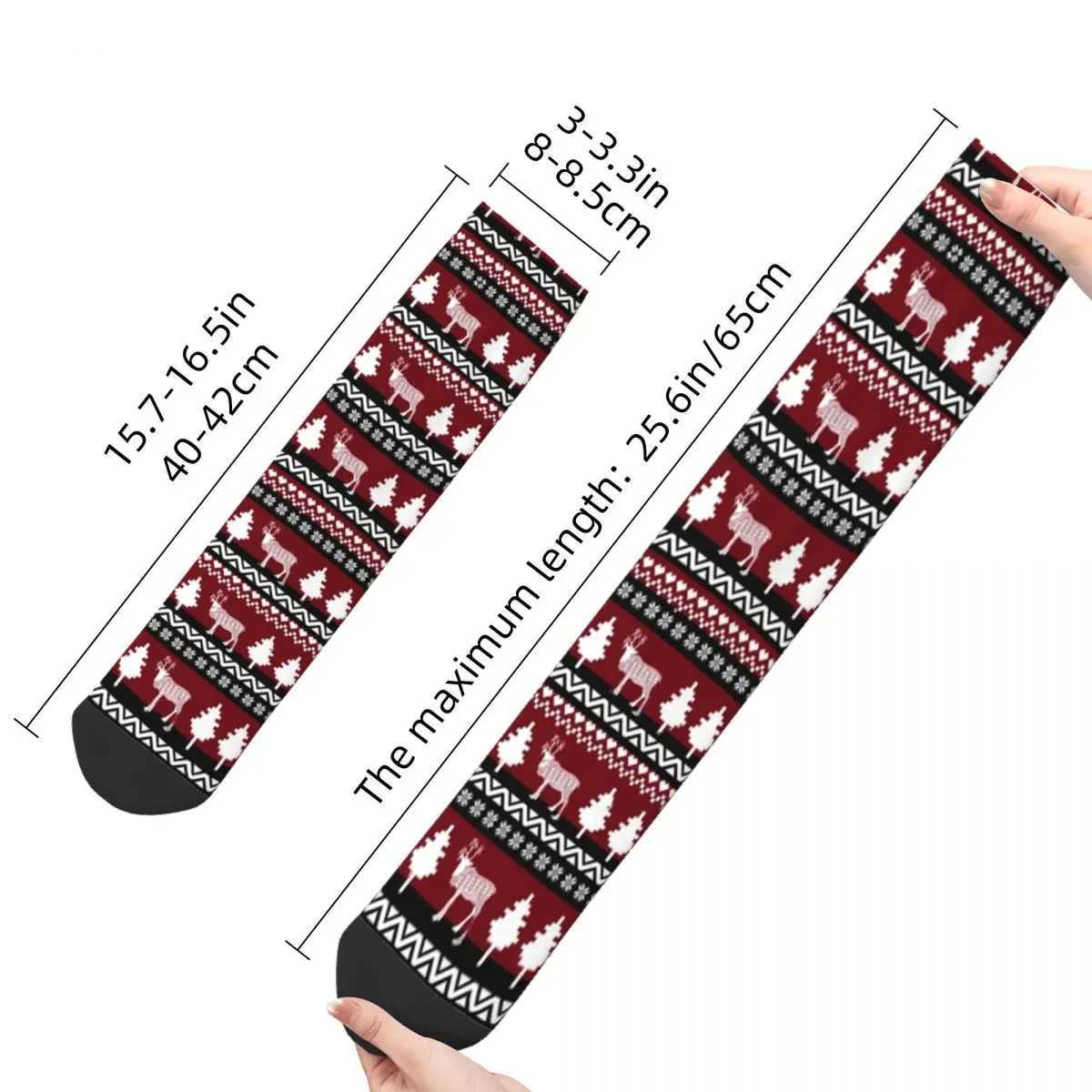 Reindeer Ugly Christmas Sweater Socks Mens Funny Happy Patchwork Socks Harajuku Spring Autumn Winter Middle Tube Socks GiftXJ241019