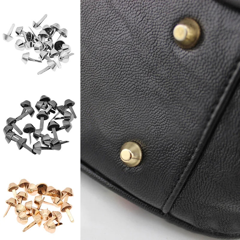 20pcs 12mm Luggage Hardware Base Decorative Twolegged Fork Nails Manual Metal Bag Bottom Nail Foot DIY Accessories 241017