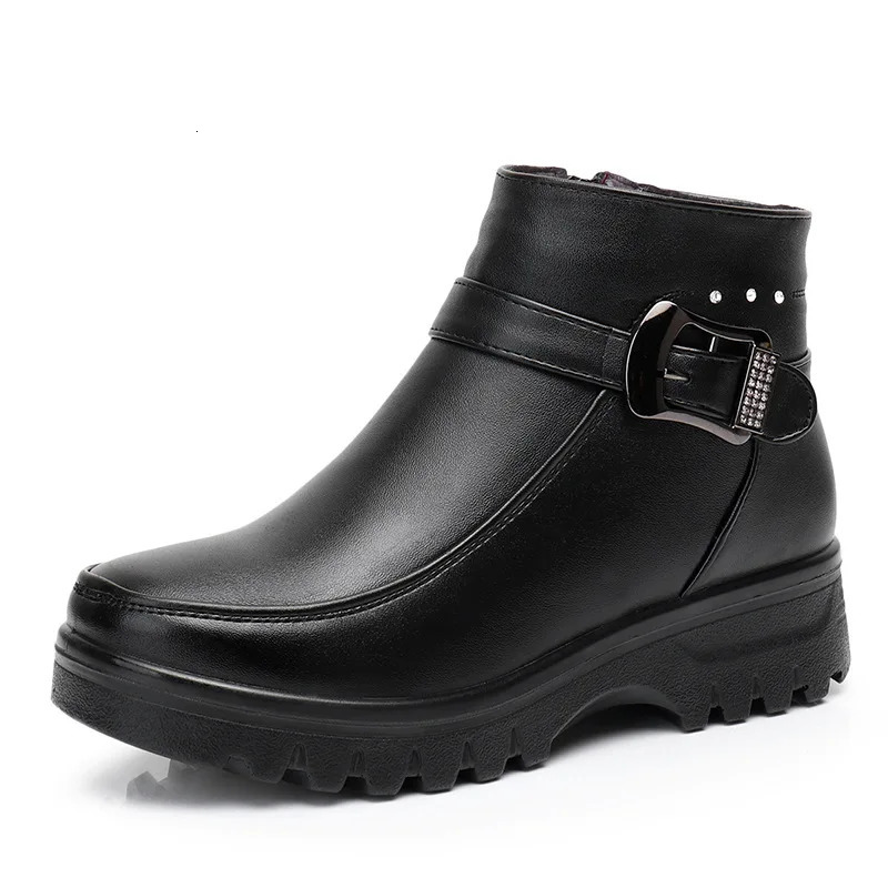 GKTINOO Fashion Winter Womens Genuine Leather Ankle Boots Womens Thick Plush Warm Snow Boots Waterproof and Non slip Boots 241018