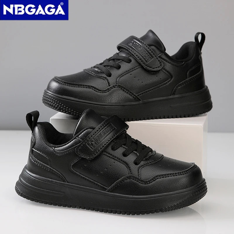 Children Sneaker Boys Casual Shoes Black Leather Flat Student Walking Nonslip Girl Lightweight Sports Tennis Footwear 241018