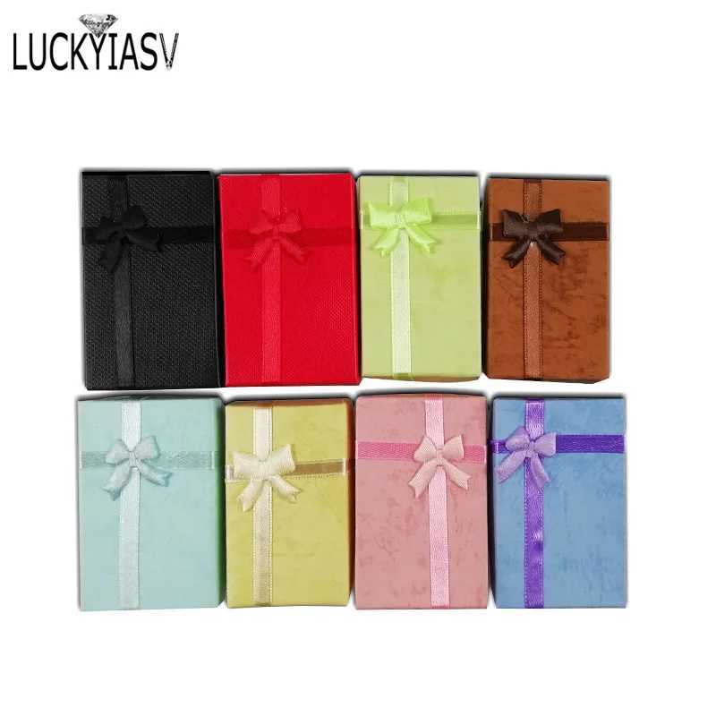 12 pieces/batch jewelry organizer storage gift box necklace earrings ring box paper jewelry packaging container bow box W241019