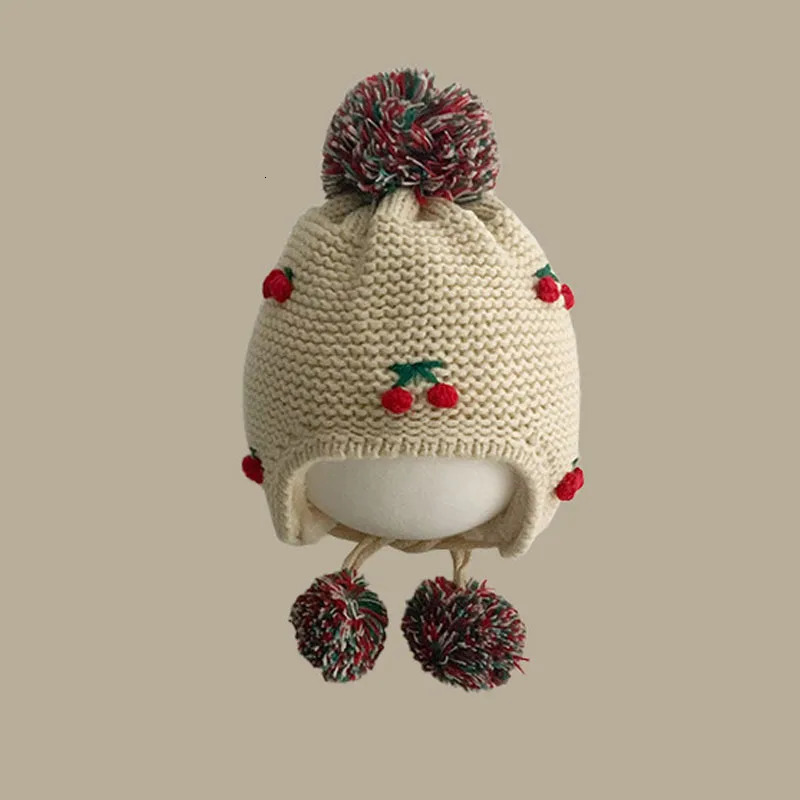 Cute Knitted Ponbang Baby Hat Thick and Warm Girl Boy Bunny Winter Ears Warm Hat Set Childrens Glove Hat Hat Hat Suitable for borns 0-24M 241019