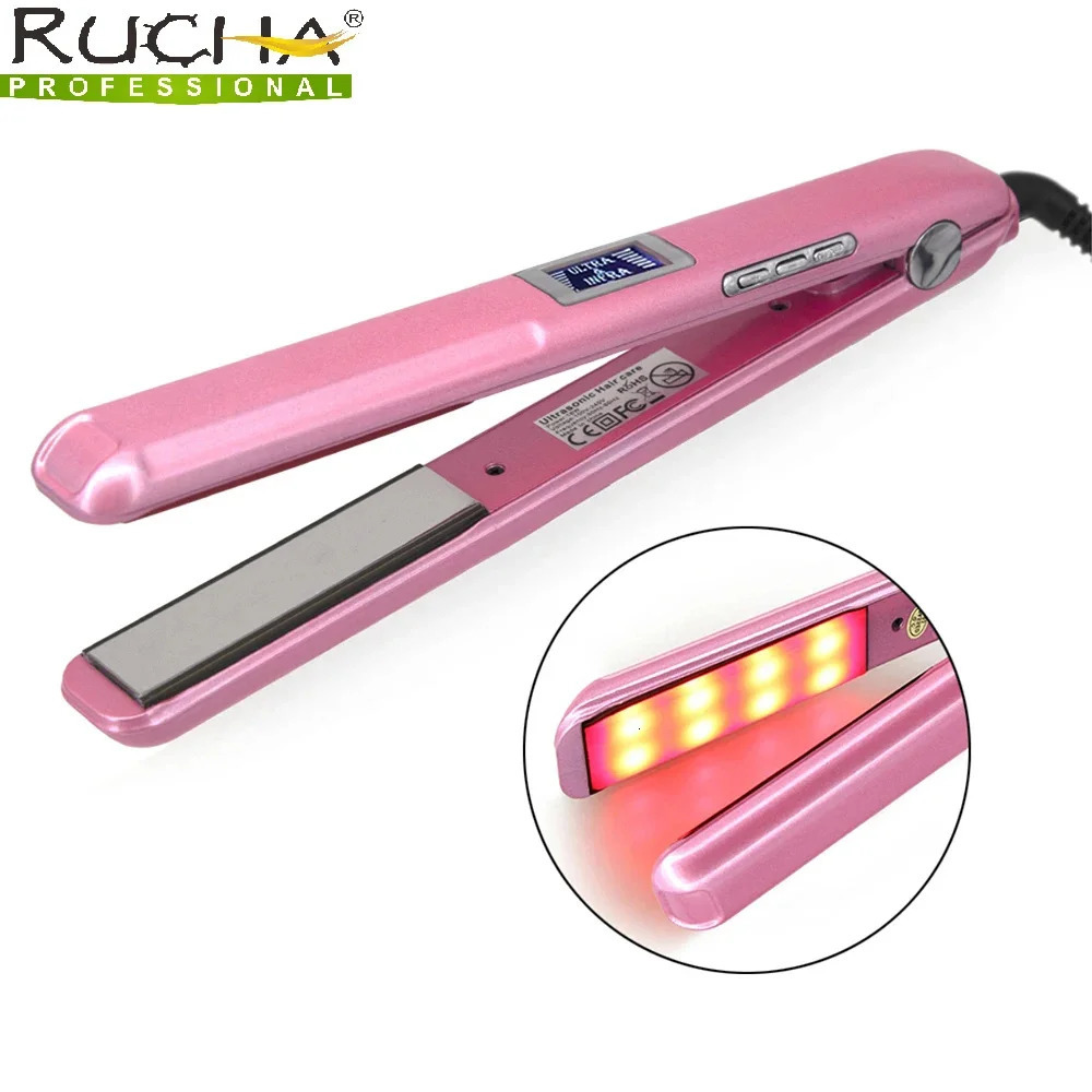 Hair straightener with infrared and ultrasonic technology for professional cold hair care and ironing used for curling drying restoring damage and iro