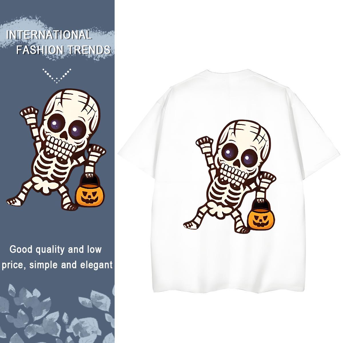 Designer Woman T Shirts 230g Cotton Breathable Short Sleeve Casual Beach skull Woman Tshirt Nice Anime Print Tees Shirts