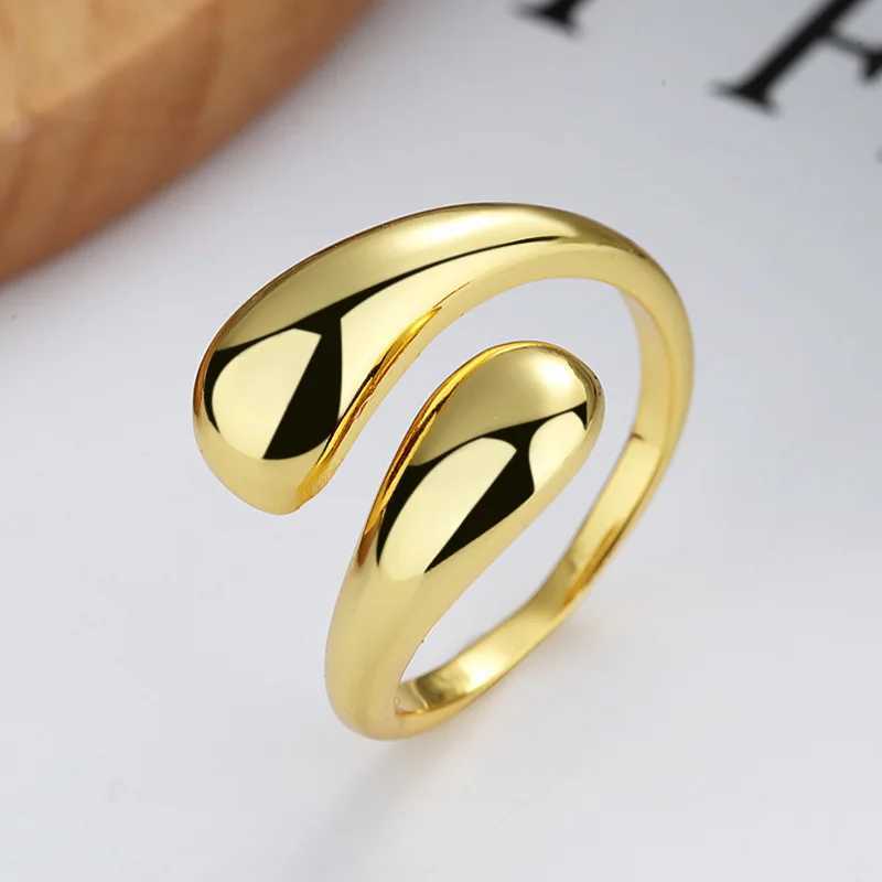 Stainless steel minimalist ring suitable for women trend gold smooth double ball beads open ring aesthetic jewelry couple gift Y241019