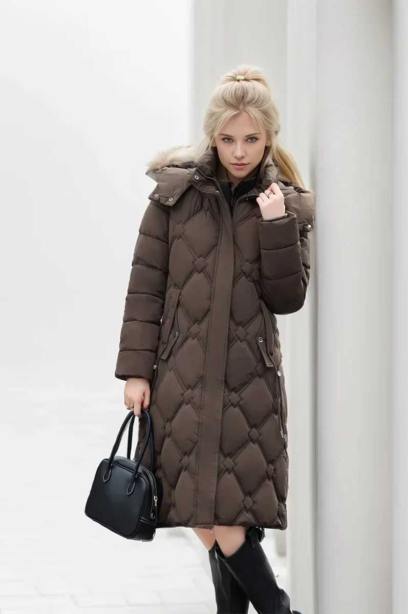 2024 New Snow Wear Winter Coat For Women Down Jacket Warm Thicken Casual Loose Hooded Jacket Elegant Female Long Parkas OvercoatX241019