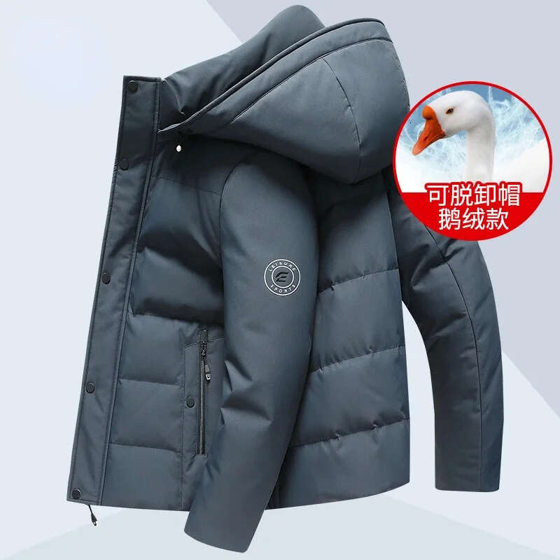 Goose Down Jacket Men Winter Puffer Coats Casual Short Hooded Brand High Quality Man Clothes 2025 New Korean