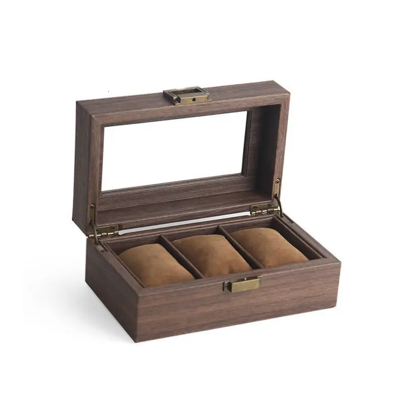 Vansihos wooden textured leather watch storage box retro style creative watch gift box jewelry/sunglasses series 241018
