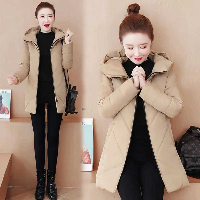 2024 New Winter Women Hooded Jacket Coats Long Parkas Female Down Cotton Overcoat Thick Warm Padded Windproof Casual WindbreakerX241019