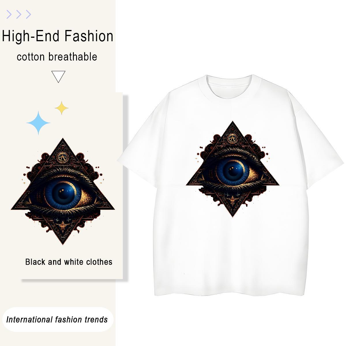 Designer T shirt 230g Pure Cotton Round Neck Short Sleeve Daily Wear eye of the devil Women Tshirts Wholesale Customized Print Polos