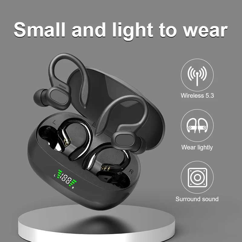 Headset SHUKE Bluetooth Earbuds Wireless Earphones Sport EarHook 9D Hifi Stereo Sound Waterproof Headphones In Ear With Micphone Z241019