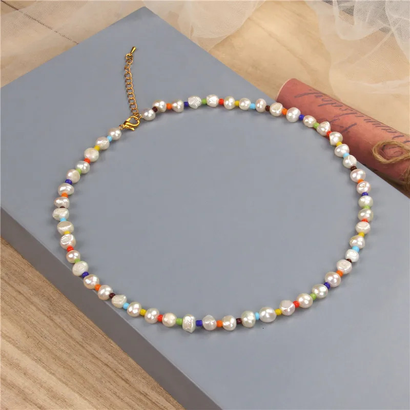Colorful Bohemian Fashion Natural Pearl Necklace Soft Polymer Clay Bead Necklace 241018