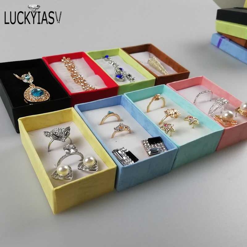 12 pieces/batch jewelry organizer storage gift box necklace earrings ring box paper jewelry packaging container bow box W241019