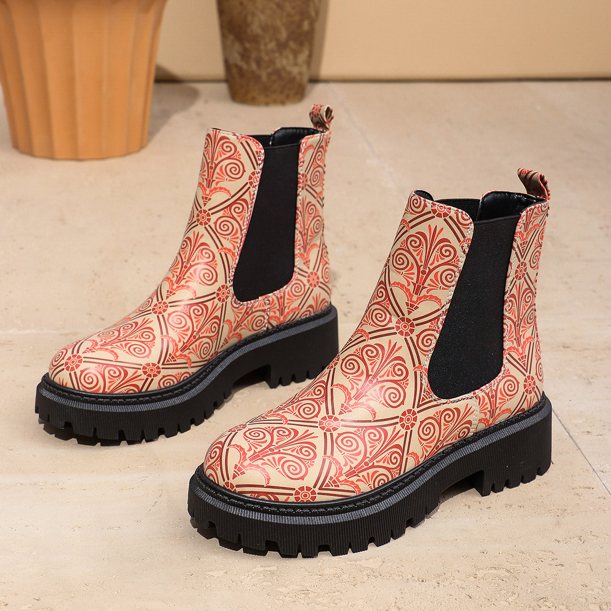 Women's Printed Colorful Fashion Martin Boots: Versatile Plus-Size Winter Wear e0c3