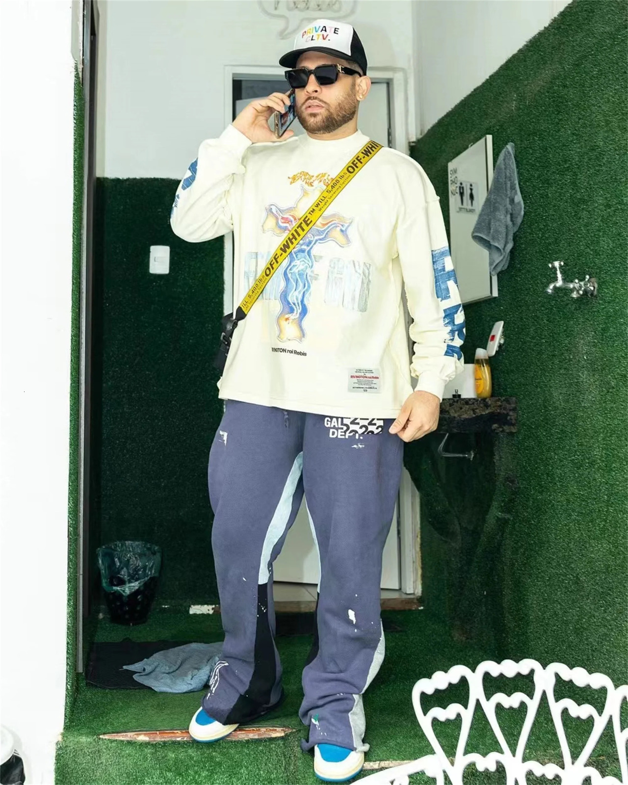 24SS RRR123 Fashion Letter Print HighStreet Cotton Casual Loose Long Sleeve Tee Pullover Sweatshirt For Men 241019