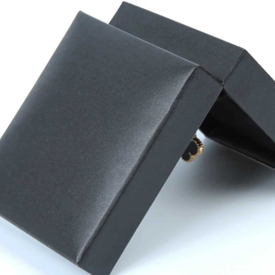 High end leather paper black right angle filling paper single/double ring box jewelry earrings necklace bracelet packaging set W241019