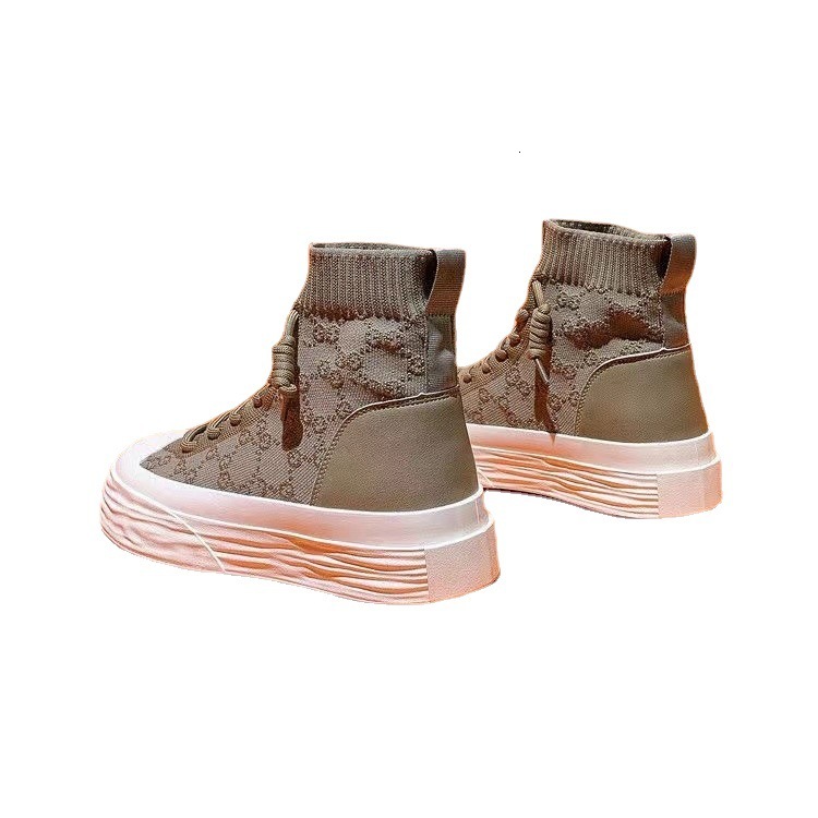High top sock shoes for women in summer 2022, thin new style, thick sole dissolved shoes, breathable mesh, fly woven sports and leisure board shoes