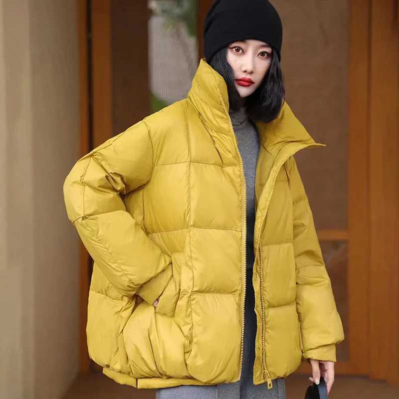 Fall Winter New Down Coats Jacket for Women Simple Solid Color Casual Literary Down Jackets Thickened Warm Snow Short OuterwearsX241019