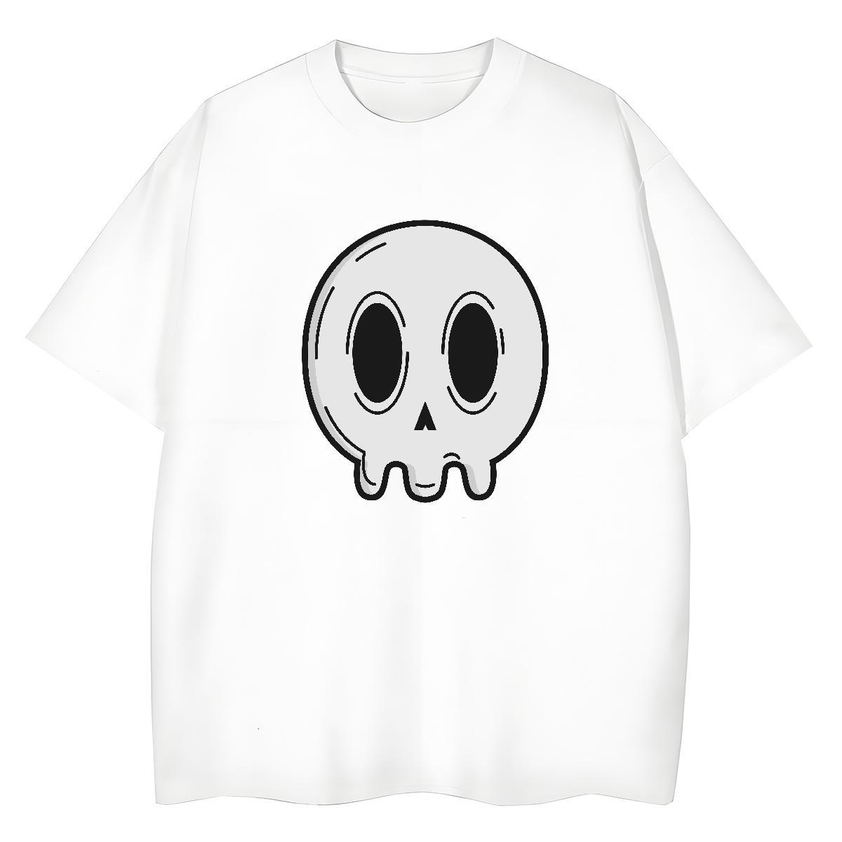2024 Casual T-Shirts 100% Cotton 230g Breathable Soft Home Outdoor skull Unisex Tshirts Brand DIY Printed Clothings