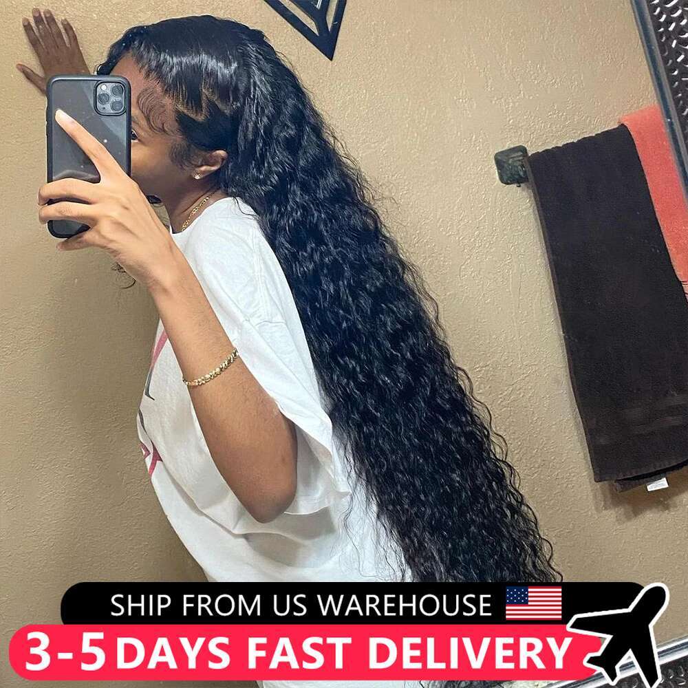 Wave x Deep Transparent Lace Front Human Hair Wig Curly Frontal Wigs For Woman Indian Pre Plucked Closure al s