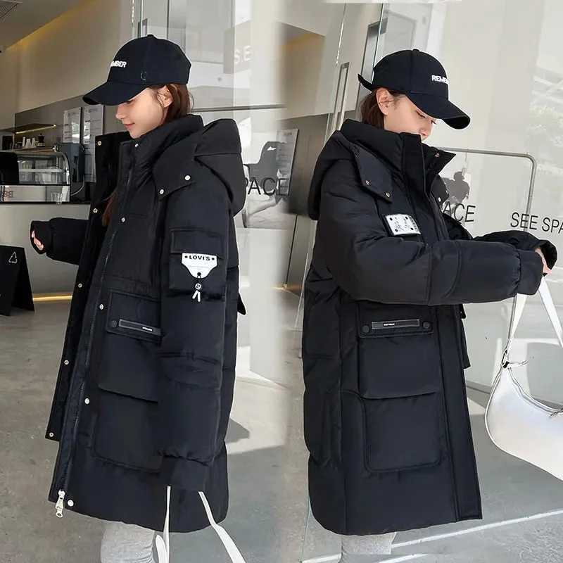 2023 New Women Jacket Winter Parka Down Cotton JacketsLoose Thick Warm Hooded Parkas Casual Long Coat Waterproof OutwearX241019