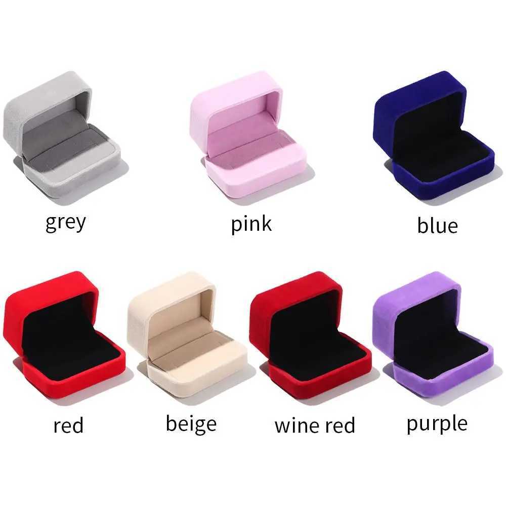 Square Velvet Bead Treasure Box Couple Double Ring Box Wedding Ring Display Box Storage Organizer Gift Packaging Box W241019