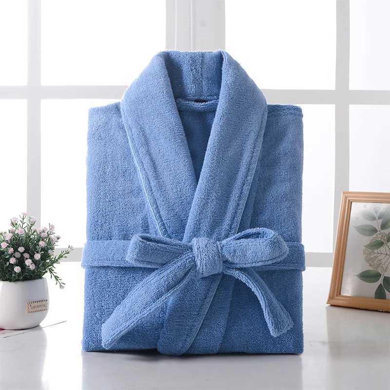 100% Cotton Long Thick Absorbent Terry Bath Robe Kimono Men LightWeight Waffle Towel Bathrobe Sleepwear Women Dressing GownXJ241018